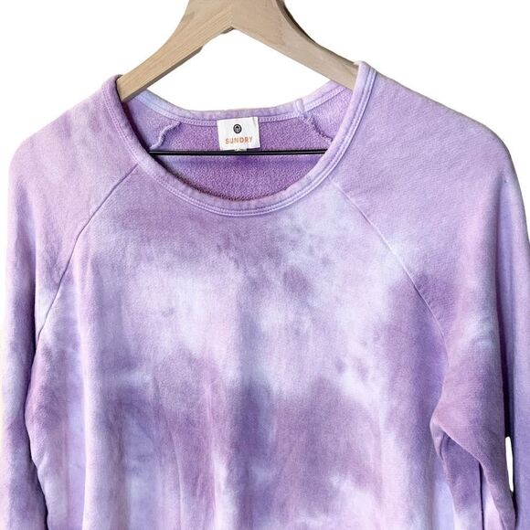 Women’s Sundry Lilac Purple Tie Dye Pullover Sweatshirt - Picture 3 of 8